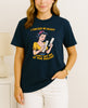 Woman wearing dark blue I Checked My Receipt I Didn’t Buy Any of Your Bullshit retro graphic T-shirt, handmade organic cotton bold fashion tee.