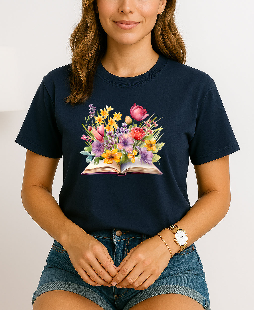 Purple & Yellow Floral Book Tee