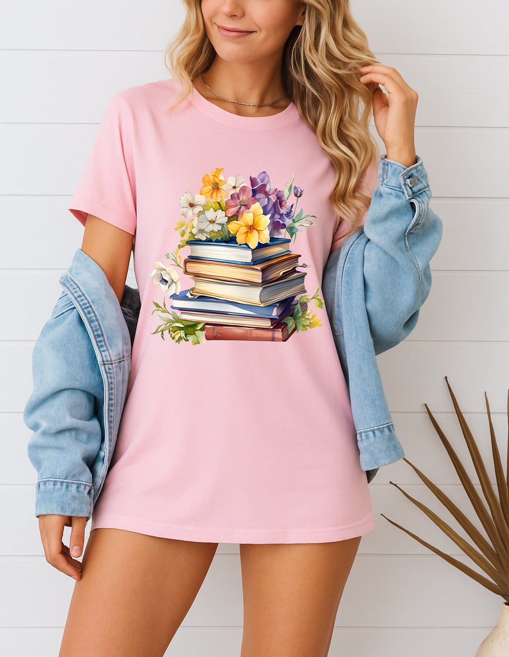 Floral Stack of Books T-Shirt
