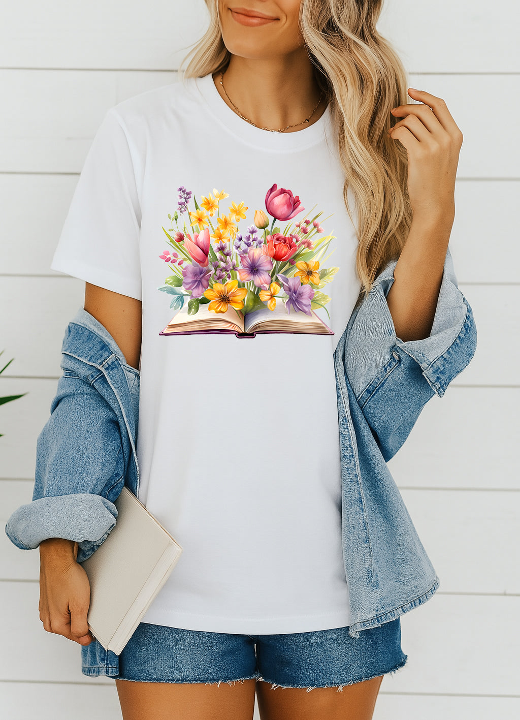 Purple & Yellow Floral Book Tee
