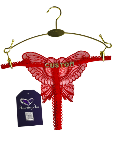 Custom Name Butterfly Lace Thong – Personalized Lingerie