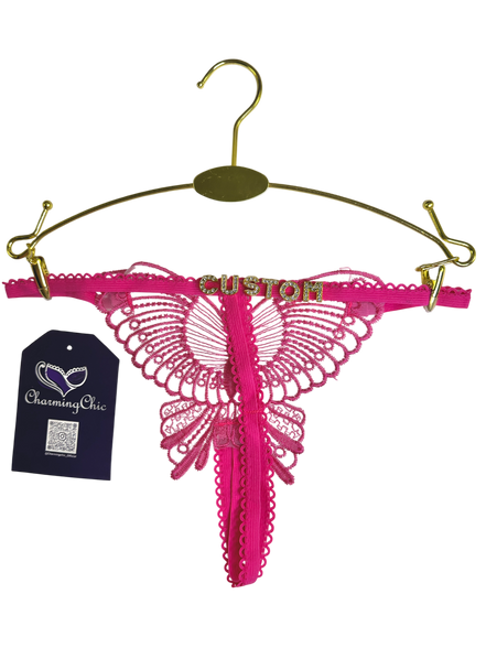 Custom Name Butterfly Lace Thong – Personalized Lingerie