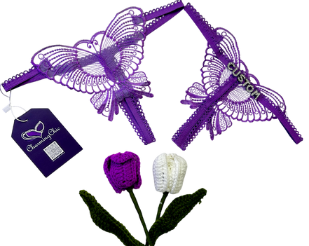 Custom Name Butterfly Lace Thong – Personalized Lingerie