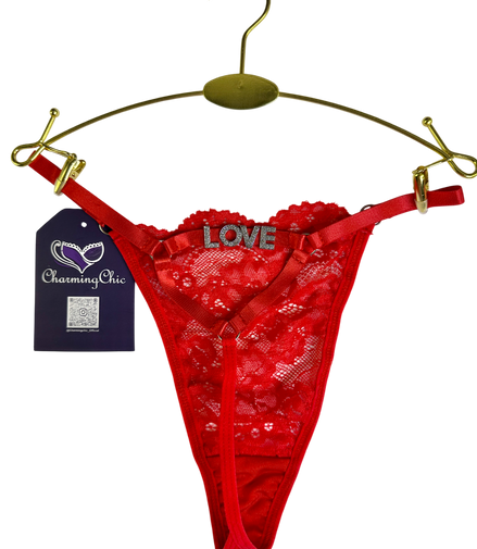 Custom Love Lace Thong – Personalized Romantic Lingerie
